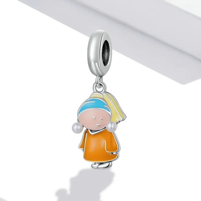 (kép) PANDORA típusú Lány gyöngyökkel függő charm - SCC2078 - Megtekintés 2