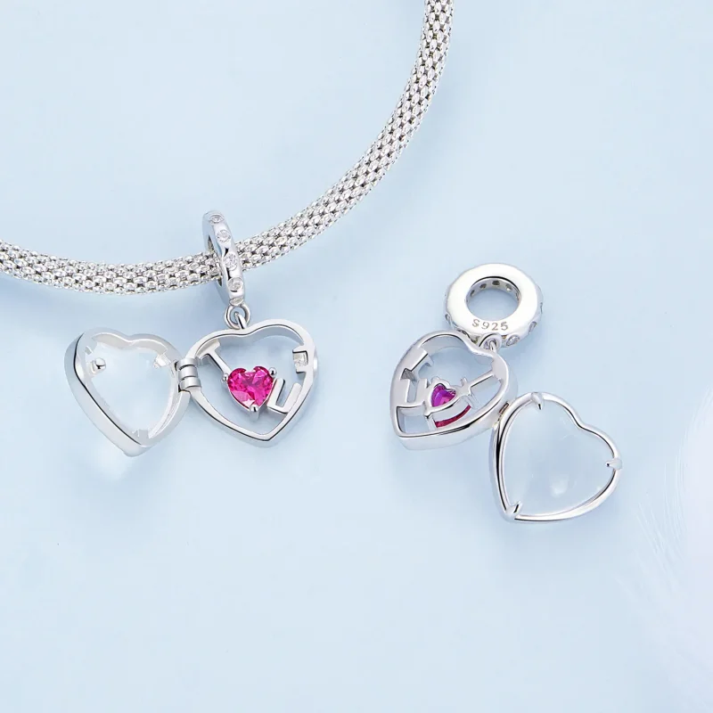 (kép) PANDORA típusú Locket Szeretlek függő charm - BSC681 - Megtekintés 4