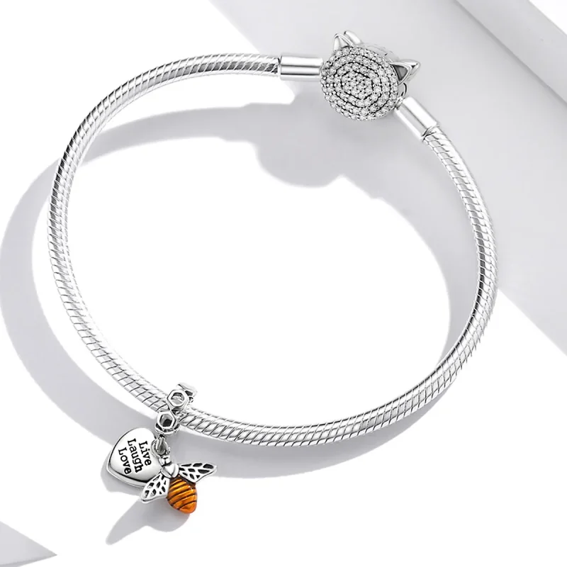 (kép) PANDORA típusú Méhek és szívek függő charm - BSC495 - Megtekintés 3