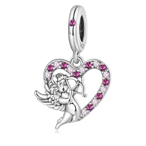 (kép) PANDORA típusú Ámor szív függő charm - SCC2324