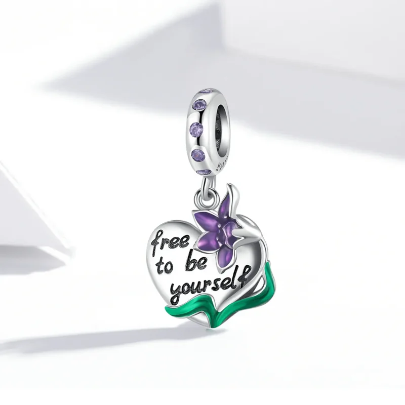 (kép) PANDORA típusú Nőies Power-Love lila írisz függő charm - SCC2143 - Megtekintés 2