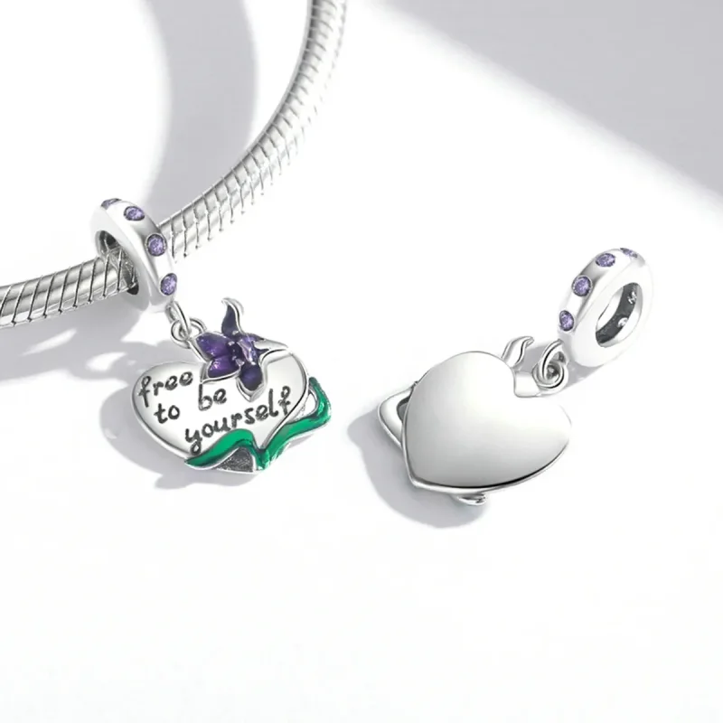 (kép) PANDORA típusú Nőies Power-Love lila írisz függő charm - SCC2143 - Megtekintés 4
