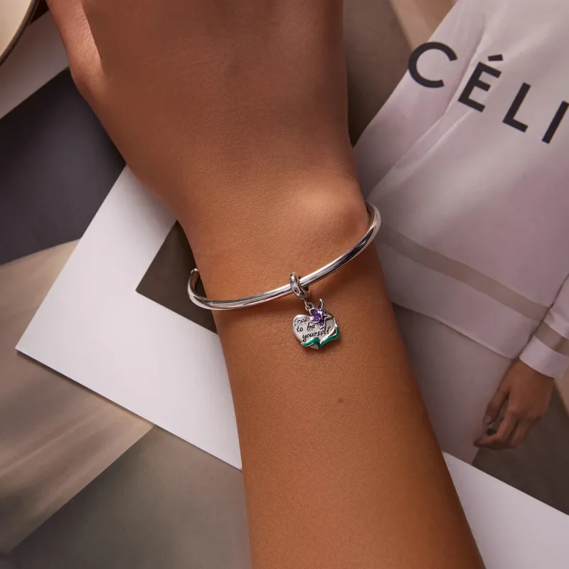 (kép) PANDORA típusú Nőies Power-Love lila írisz függő charm - SCC2143 - Megtekintés 5