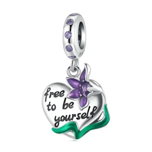 (kép) PANDORA típusú Nőies Power-Love lila írisz függő charm - SCC2143