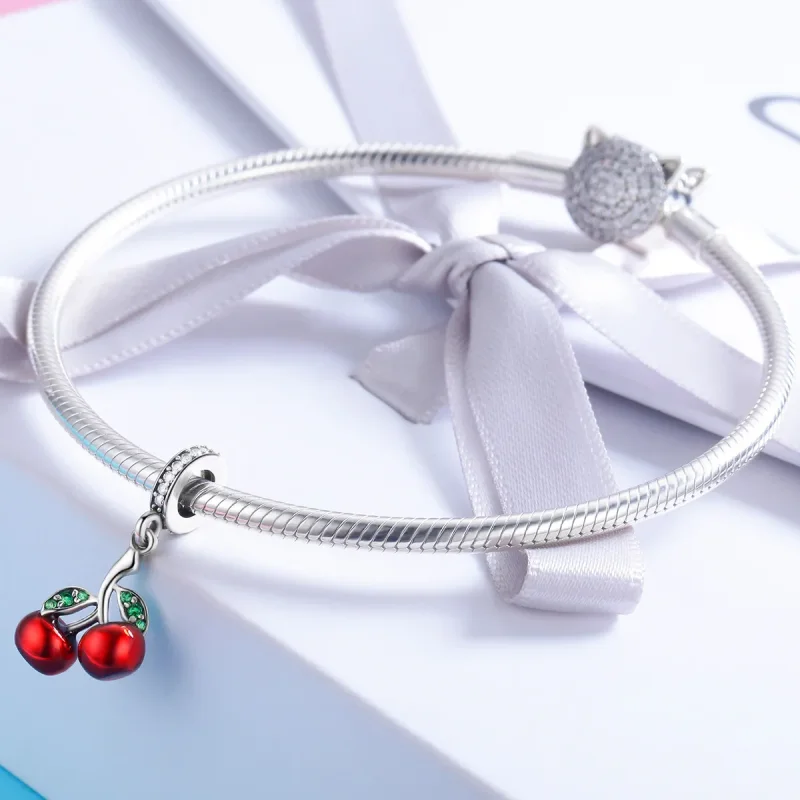 (kép) PANDORA típusú nyári cseresznye függő charm - SCC784 - Megtekintés 3