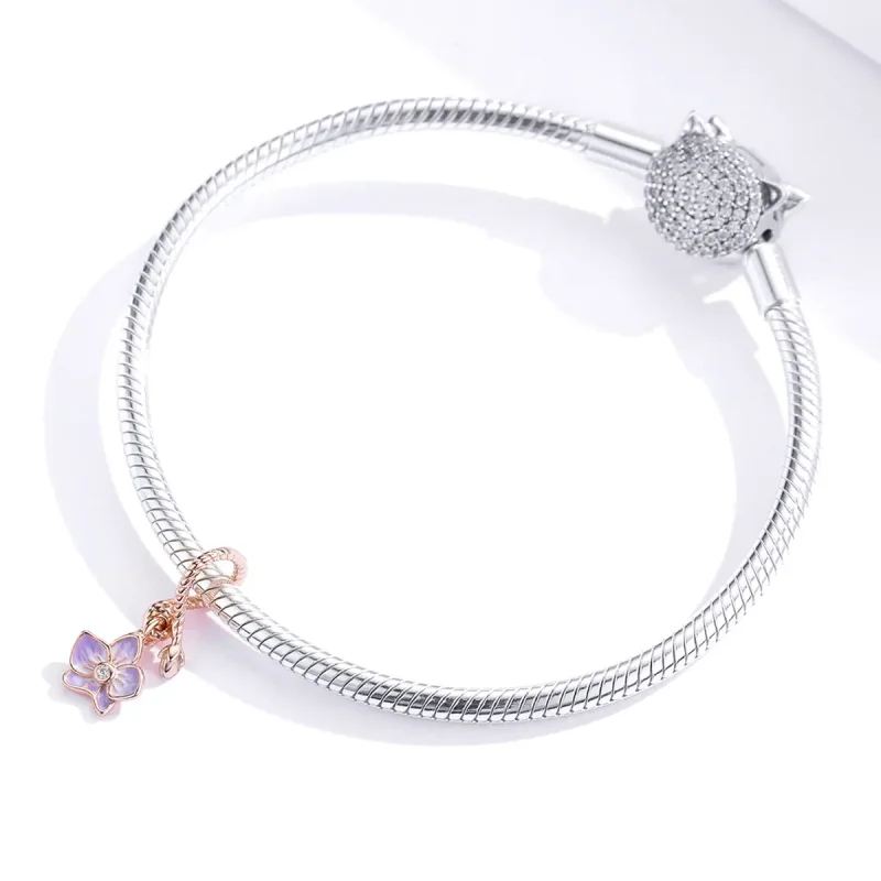 (kép) PANDORA típusú orchidea függő charm - BSC287 - Megtekintés 2