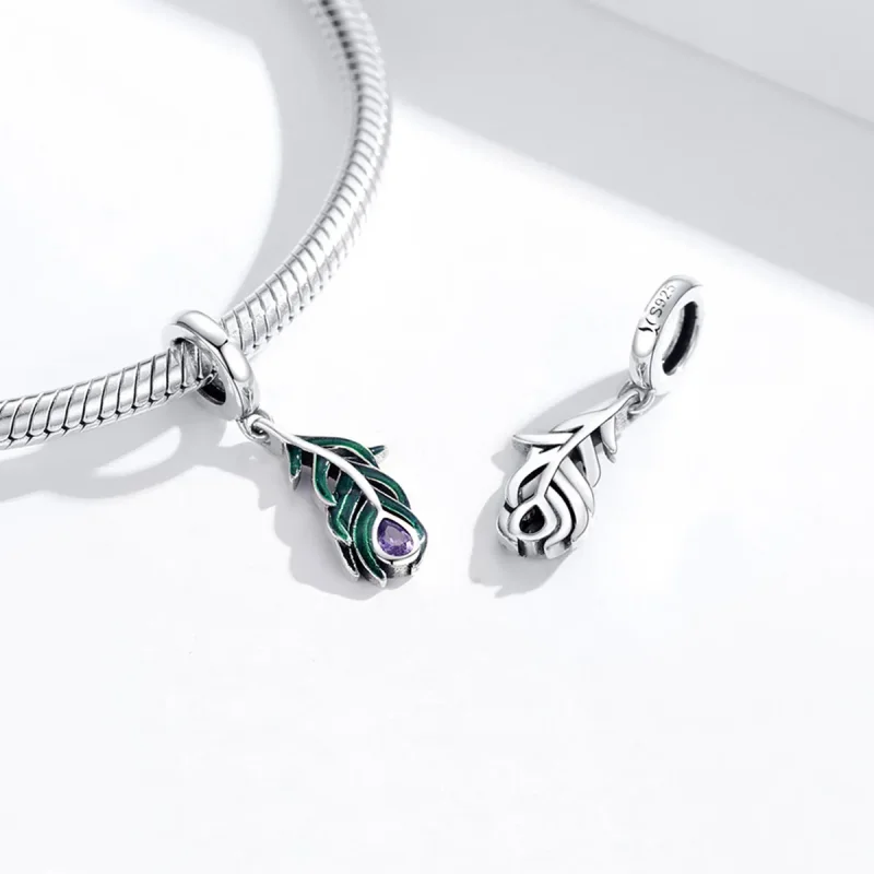 (kép) PANDORA típusú peacok toll függő charm - SCC1704 - Megtekintés 4