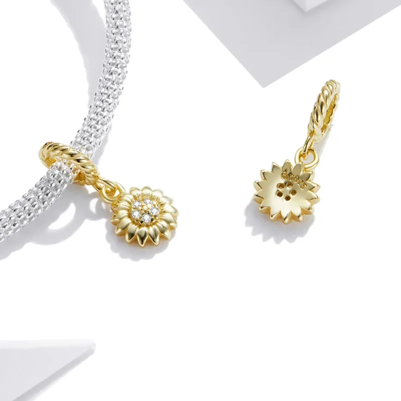 (kép) PANDORA típusú Ragyogó napvirág függő charm - BSX002-L - Megtekintés 4