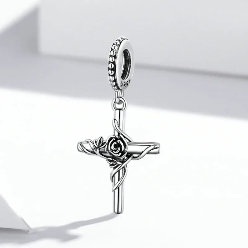 (kép) PANDORA típusú Rózsakereszt függő charm - BSC526 - Megtekintés 2