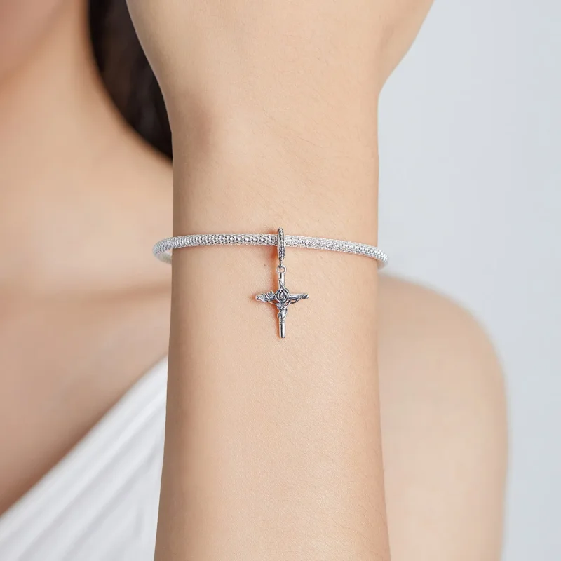 (kép) PANDORA típusú Rózsakereszt függő charm - BSC526 - Megtekintés 5