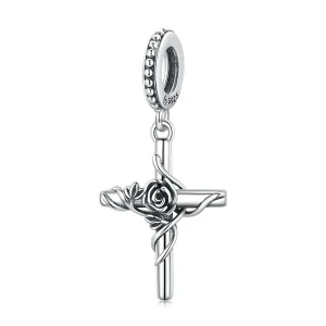 (kép) PANDORA típusú Rózsakereszt függő charm - BSC526