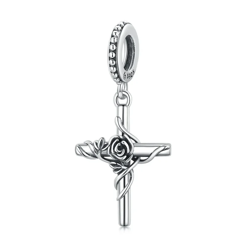 (kép) PANDORA típusú Rózsakereszt függő charm - BSC526