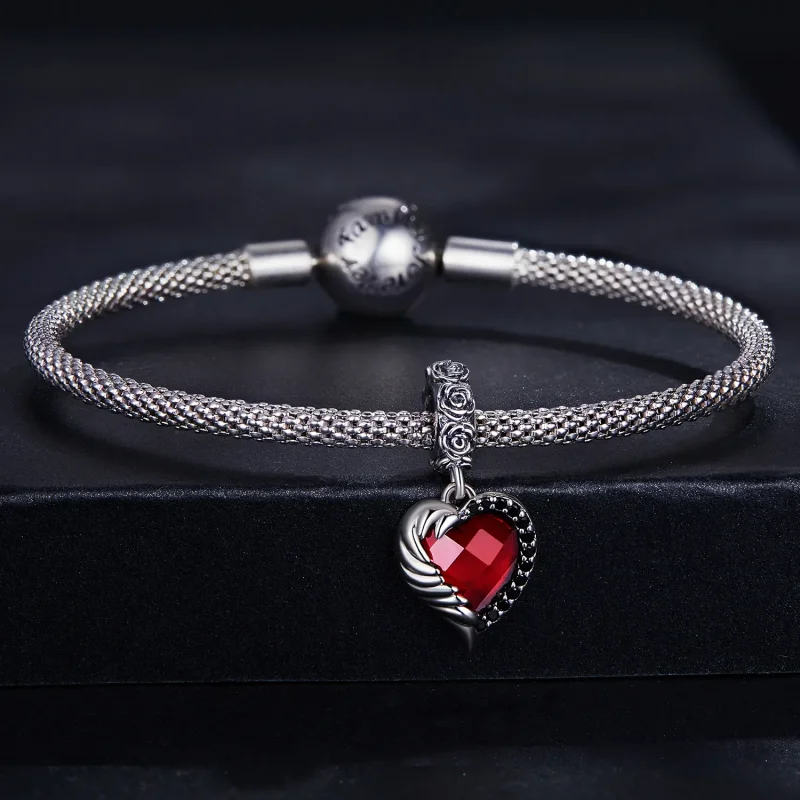 (kép) PANDORA típusú Rózsák szíve függő charm - SCC2406 - Megtekintés 3