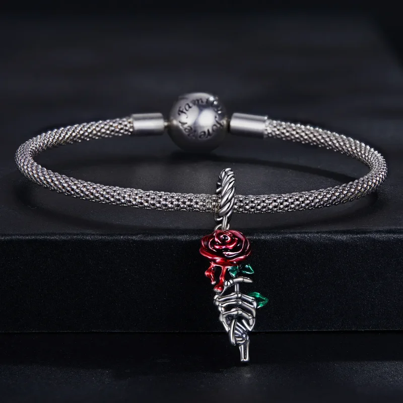 (kép) PANDORA típusú Scarlet rózsa függő charm - SCC2404 - Megtekintés 3