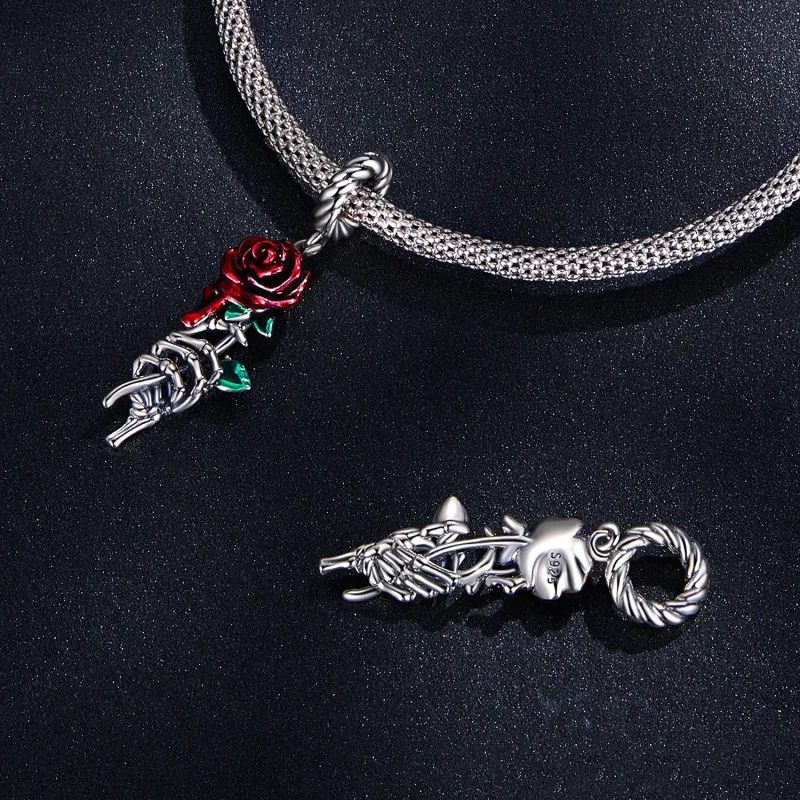 (kép) PANDORA típusú Scarlet rózsa függő charm - SCC2404 - Megtekintés 4