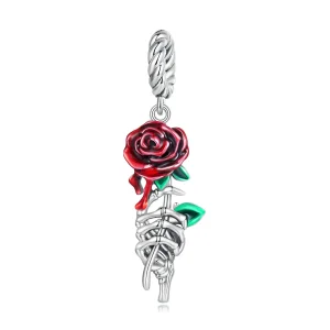 (kép) PANDORA típusú Scarlet rózsa függő charm - SCC2404