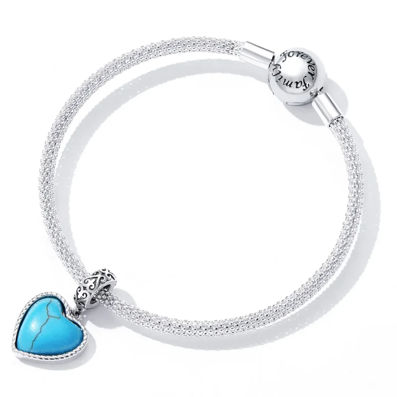 (kép) PANDORA típusú Szerelem türkiz függő charm - SCC2227 - Megtekintés 5