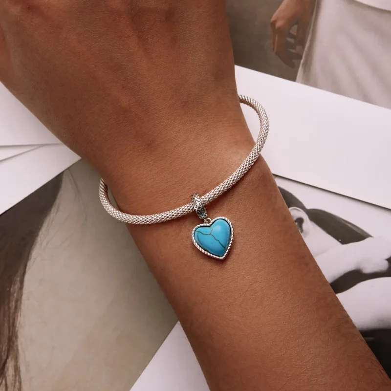(kép) PANDORA típusú Szerelem türkiz függő charm - SCC2227 - Megtekintés 6