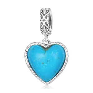 (kép) PANDORA típusú Szerelem türkiz függő charm - SCC2227