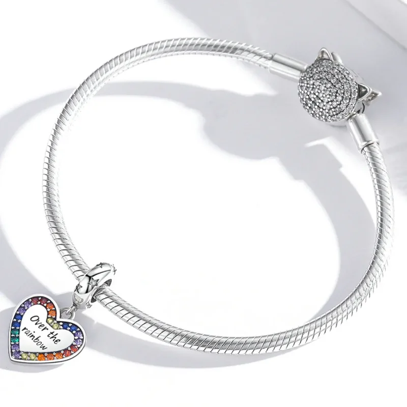 (kép) PANDORA típusú Szivárvány szív függő charm - SCC2146 - Megtekintés 3