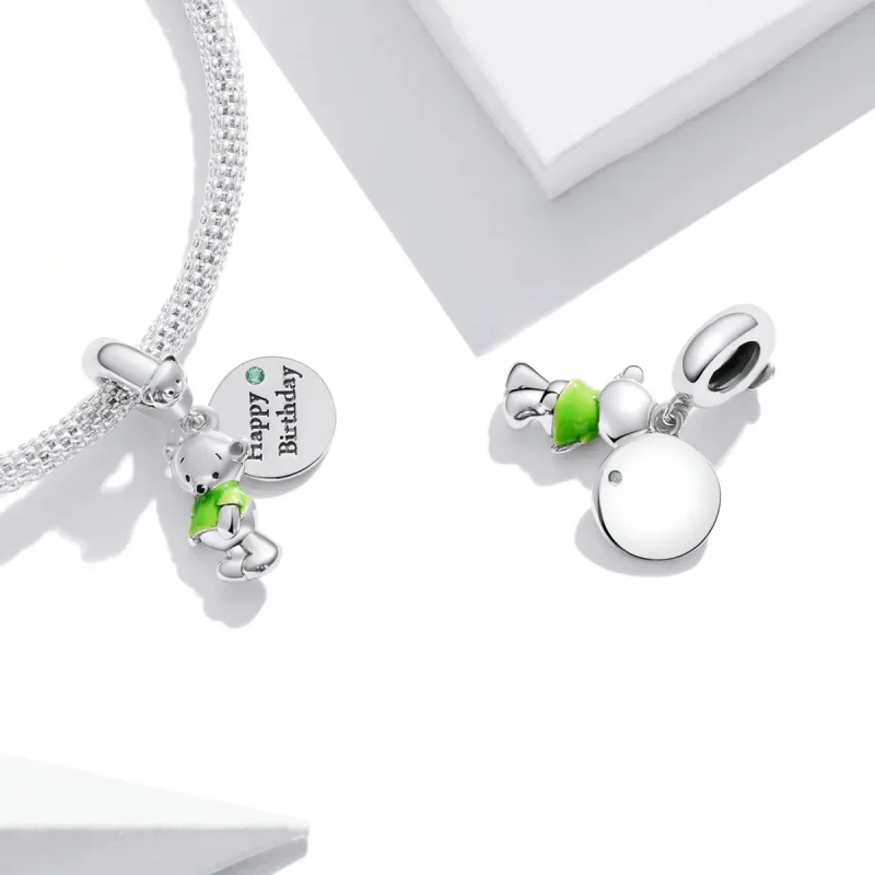 (kép) PANDORA típusú Születésnapi medve függő charm - BSC560 - Megtekintés 4