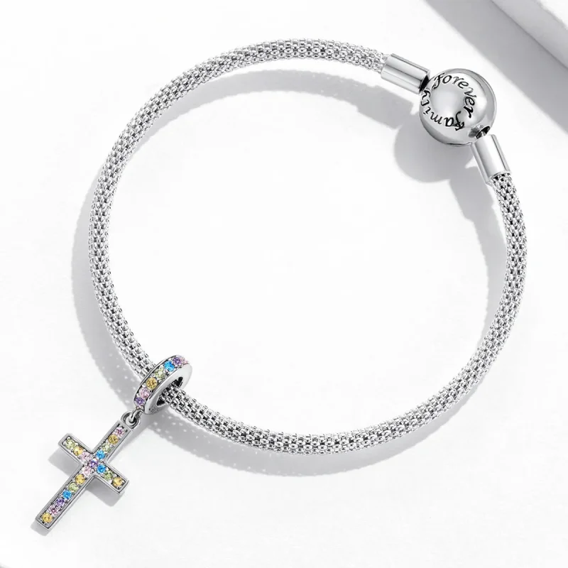 (kép) PANDORA típusú Színes kereszt függő charm - SCC2156 - Megtekintés 3