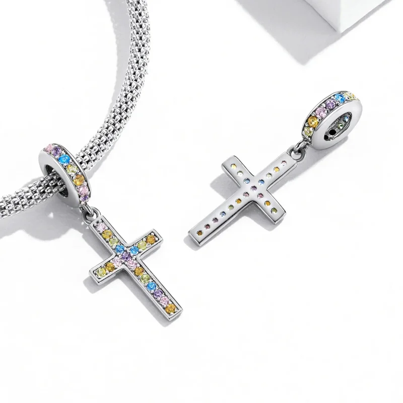 (kép) PANDORA típusú Színes kereszt függő charm - SCC2156 - Megtekintés 4