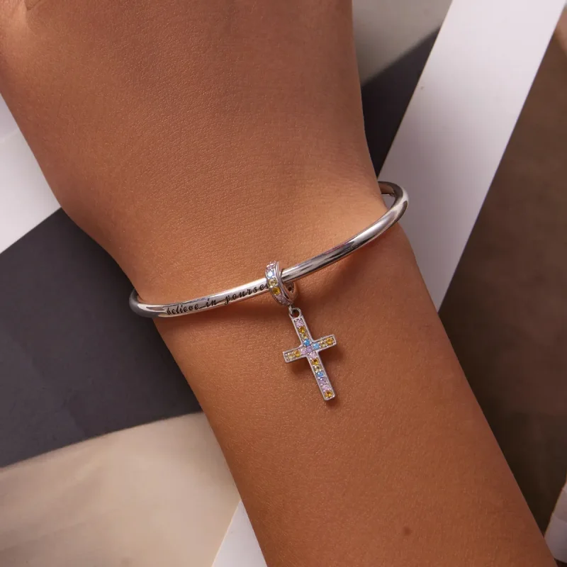 (kép) PANDORA típusú Színes kereszt függő charm - SCC2156 - Megtekintés 5