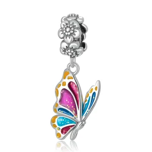 PANDORA típusú Színes pillangó függő charm - SCC2216 (kép) PANDORA típusú Színes pillangó függő charm - SCC2216