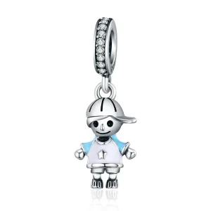 (kép) PANDORA típusú tökéletes élet kis baba fiú függő charm - SCC544