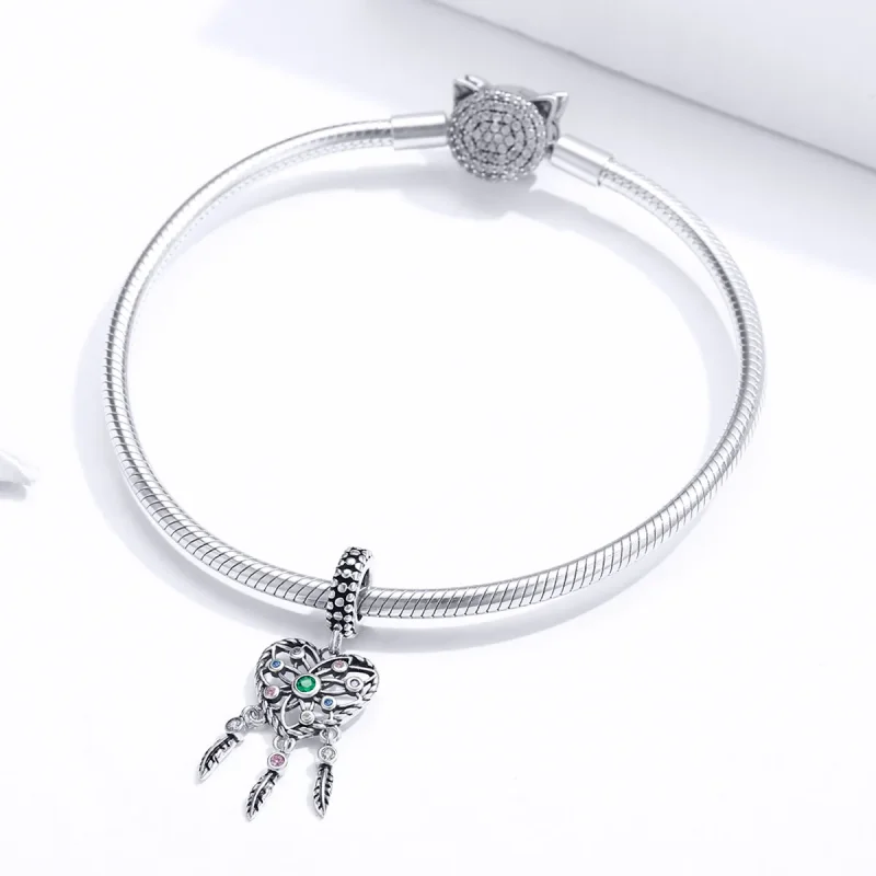 (kép) PANDORA típusú áttört családfa szív függő charm - SCC1445 - Megtekintés 3