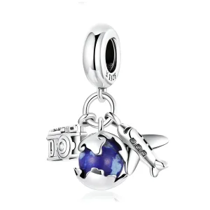 (kép) PANDORA típusú Világutazás - Mini kamera függő charm - SCC2027