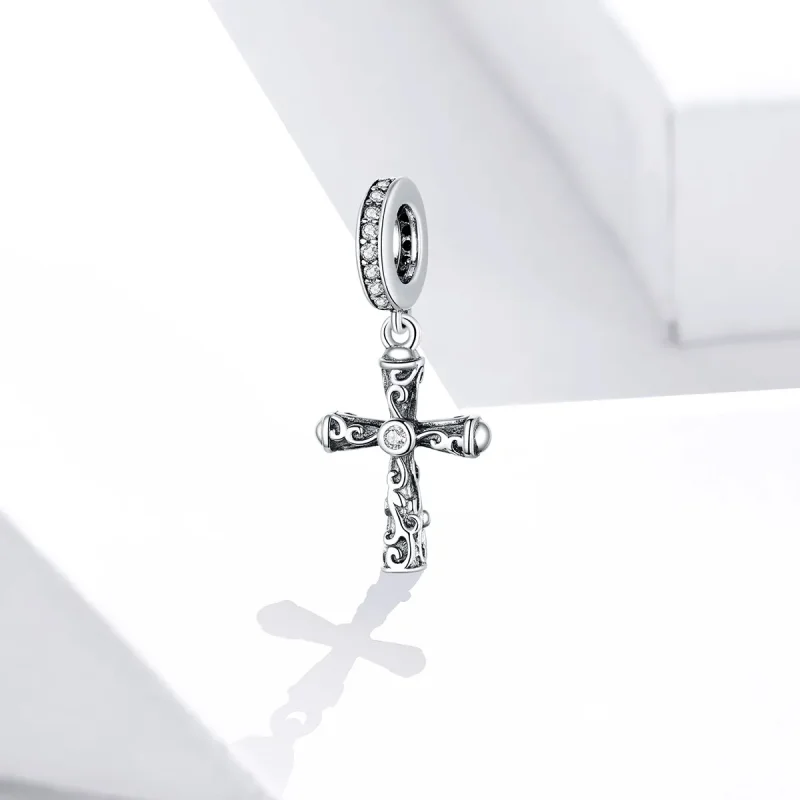 (kép) PANDORA típusú vintage kereszt függő charm - BSC313 - Megtekintés 2