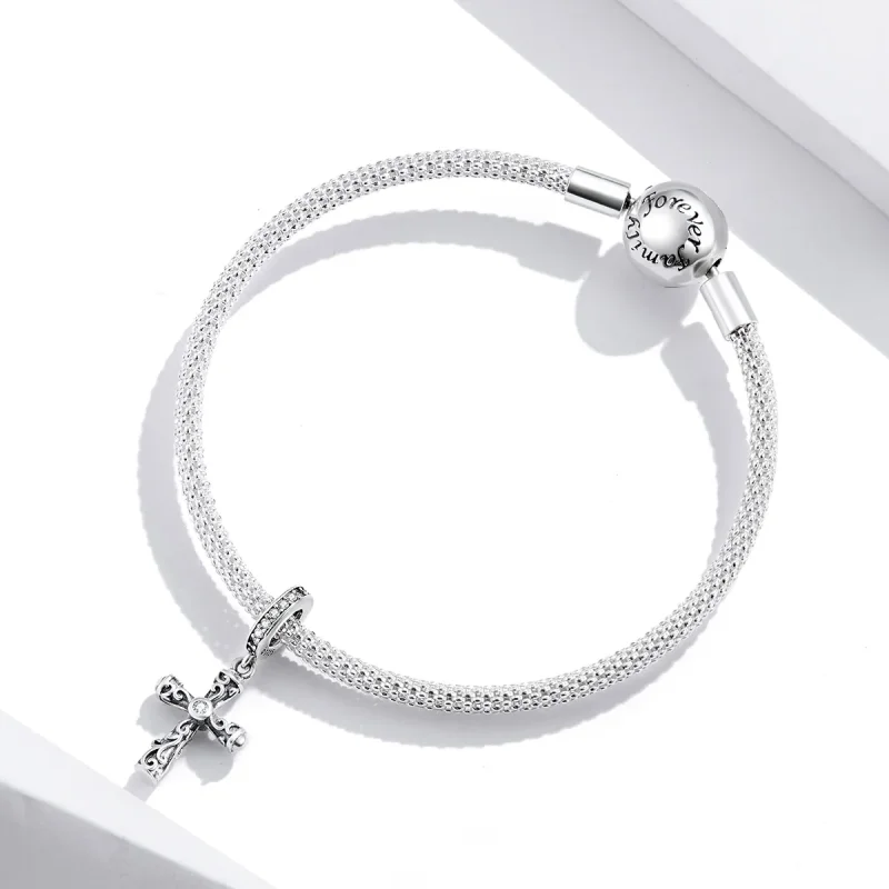 (kép) PANDORA típusú vintage kereszt függő charm - BSC313 - Megtekintés 3