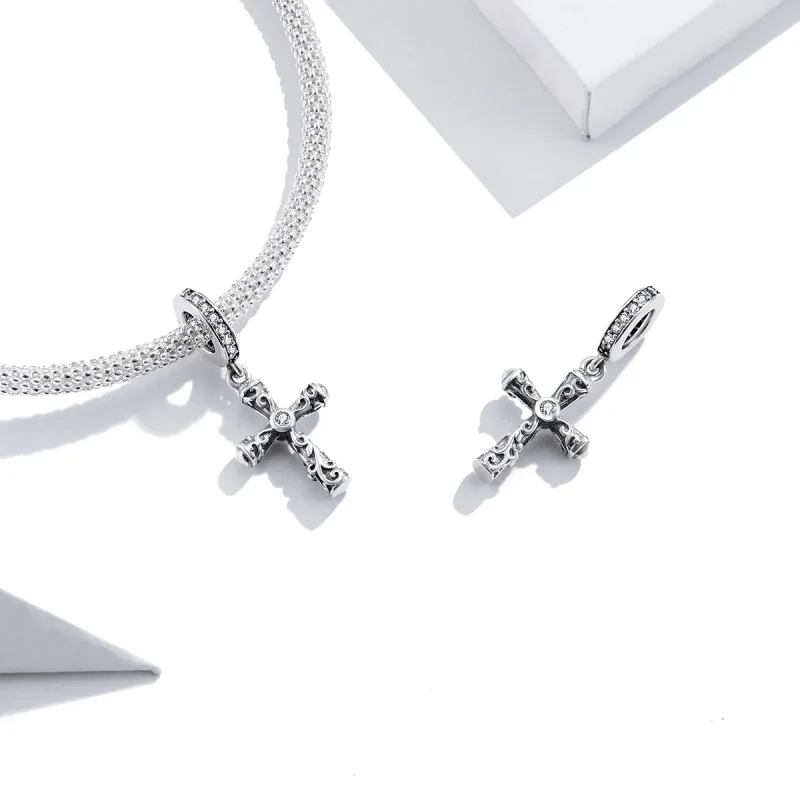 (kép) PANDORA típusú vintage kereszt függő charm - BSC313 - Megtekintés 4