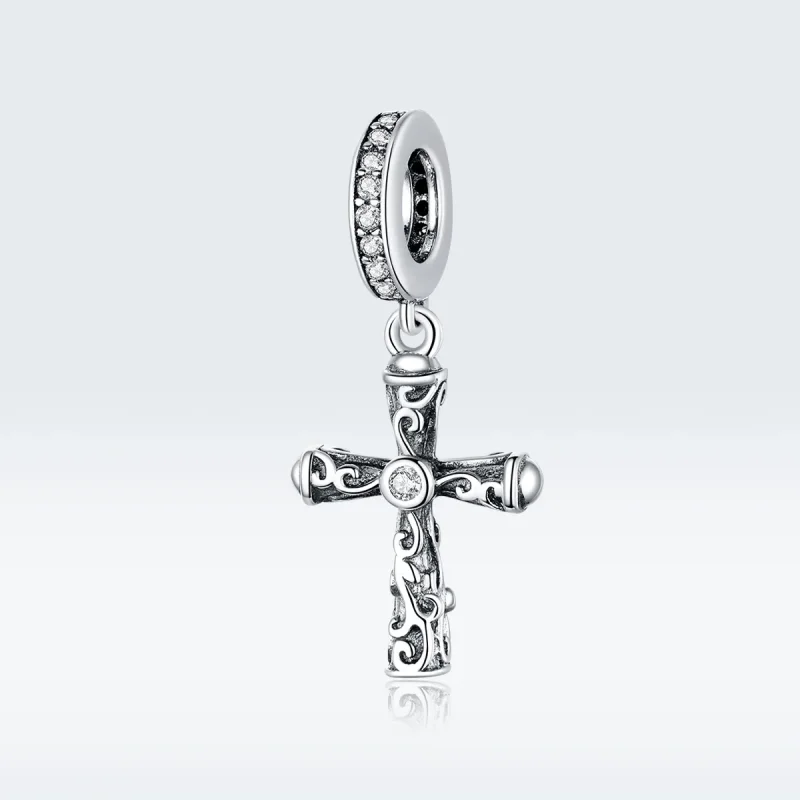 (kép) PANDORA típusú vintage kereszt függő charm - BSC313 - Megtekintés 5