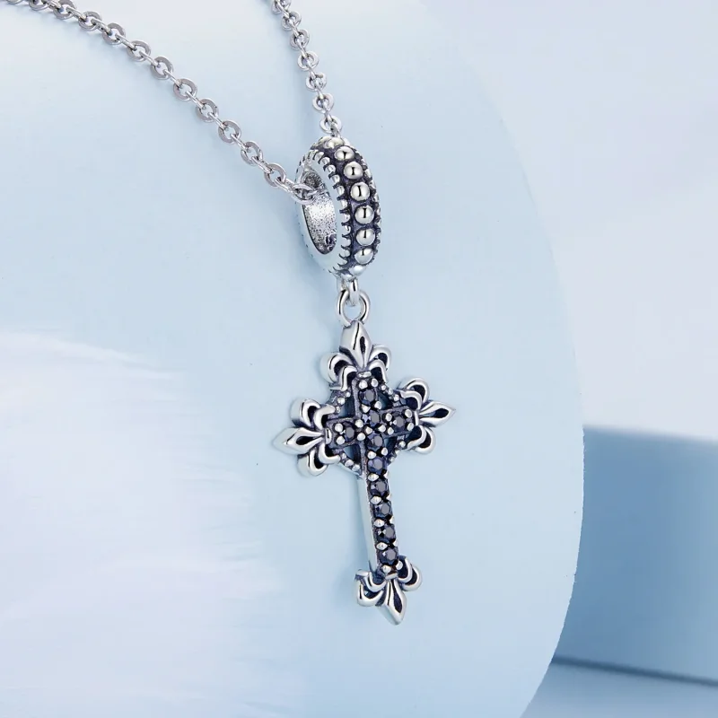 (kép) PANDORA típusú Vintage kereszt függő charm - BSC669 - Megtekintés 2