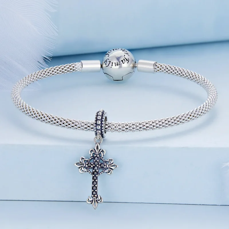 (kép) PANDORA típusú Vintage kereszt függő charm - BSC669 - Megtekintés 3