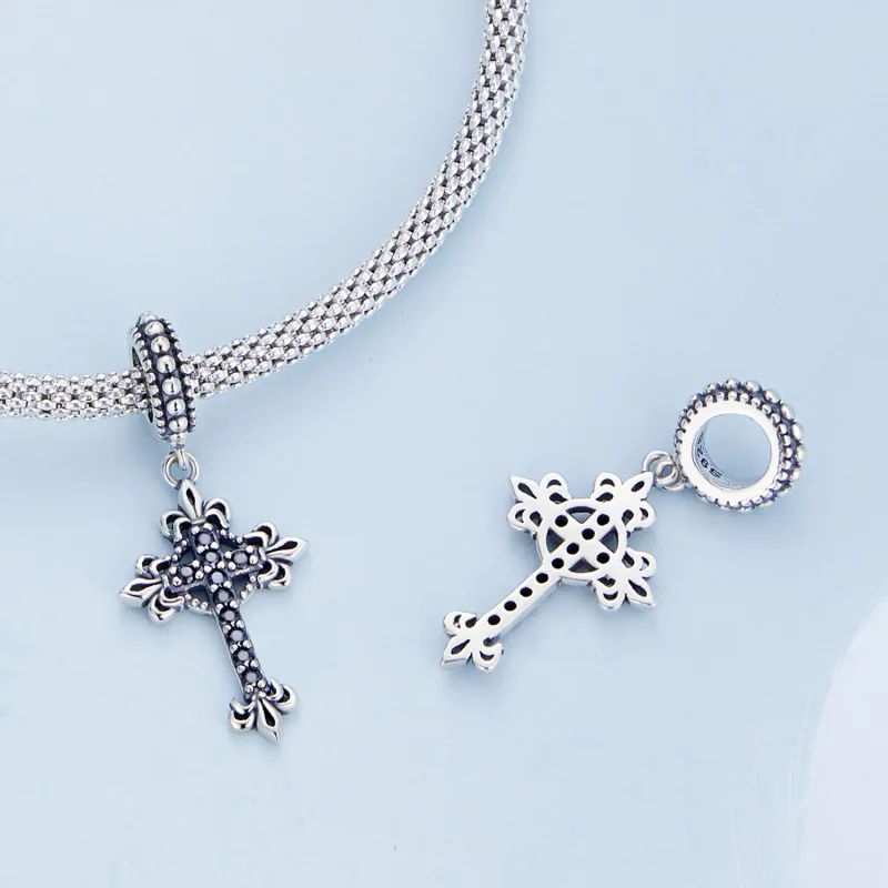 (kép) PANDORA típusú Vintage kereszt függő charm - BSC669 - Megtekintés 4