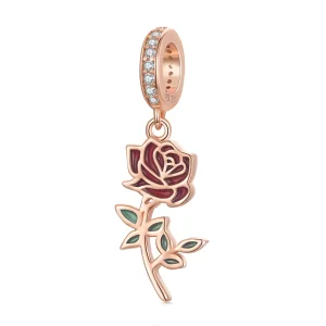 PANDORA típusú Vörös rózsa függő charm - BSC642 (kép) PANDORA típusú Vörös rózsa függő charm - BSC642