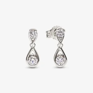 (kép) Pandora Infinite Lab-grown Diamond Double Drop Earrings 0.50 carat tw 14k White Gold - 252580C01