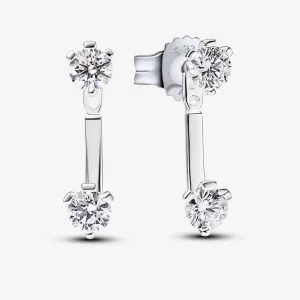 Pandora Nova Lab-grown Diamond Stud Drop Jacket Earrings 1.00 carat tw Sterling Silver - 292863C01 (kép) Pandora Nova Lab-grown Diamond Stud Drop Jacket Earrings 1.00 carat tw Sterling Silver - 292863C01