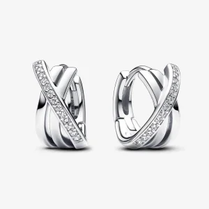 Pandora Összefonódó pavé karika-fülbevaló - 293150C01 (kép) Pandora Összefonódó pavé karika-fülbevaló - 293150C01
