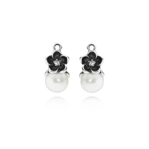 PANDORA Sterling ezüst, édesvízben tenyésztett fehér gyöngy, cirkónia, fekete zománc - 290684P (kép) PANDORA Sterling ezüst, édesvízben tenyésztett fehér gyöngy, cirkónia, fekete zománc - 290684P