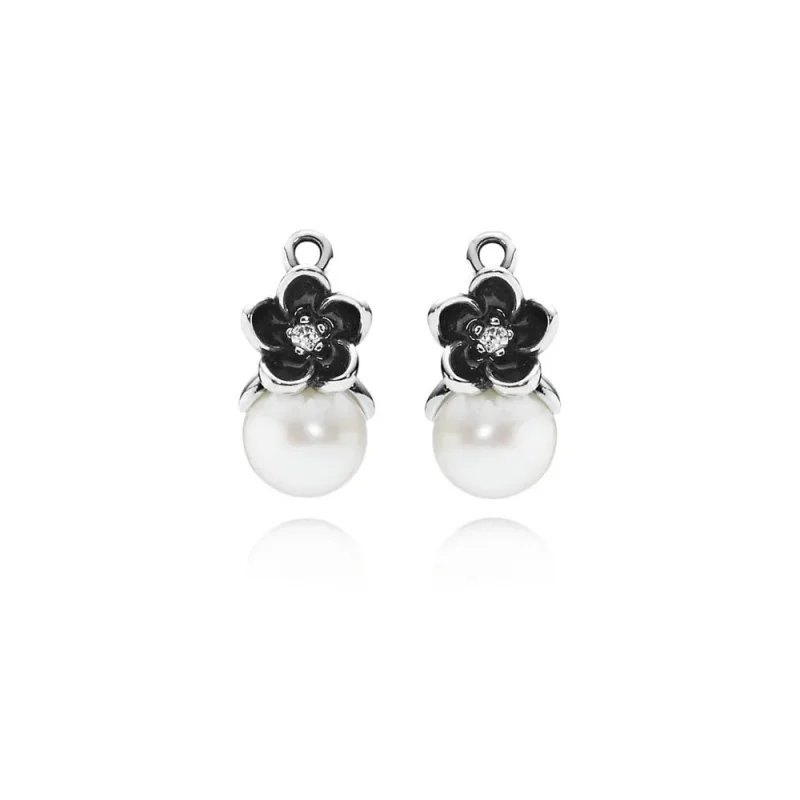 (kép) PANDORA Sterling ezüst, édesvízben tenyésztett fehér gyöngy, cirkónia, fekete zománc - 290684P