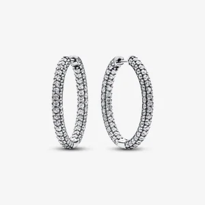 Pandora Timeless Pavé egysoros karika-fülbevaló - 293016C01 (kép) Pandora Timeless Pavé egysoros karika-fülbevaló - 293016C01