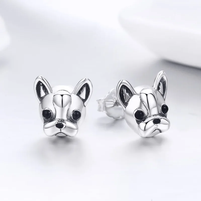 (kép) PANDORA típusú aranyos bulldog gombfülbevalók - SCE283 - Megtekintés 5