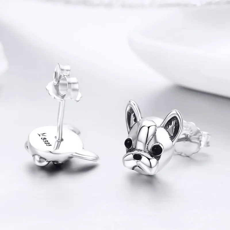 (kép) PANDORA típusú aranyos bulldog gombfülbevalók - SCE283 - Megtekintés 6