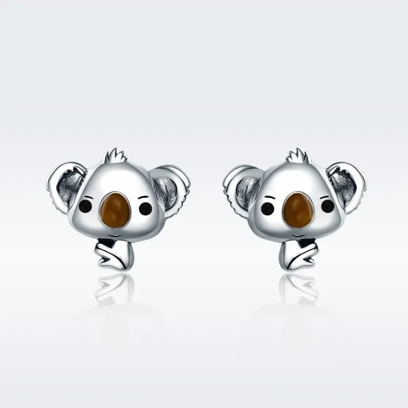 (kép) PANDORA típusú aranyos koala gombfülbevalók - SCE381 - Megtekintés 3