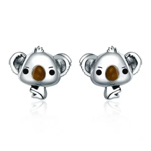 (kép) PANDORA típusú aranyos koala gombfülbevalók - SCE381